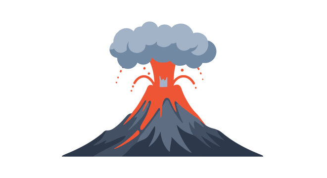 Erupting Volcano with Smoke and Lava.