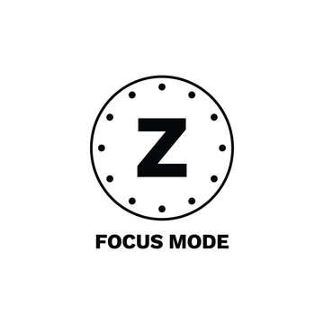 Circular icon featuring the letter z with surrounding dots a flat graphic for focus mode circle shape dot pattern