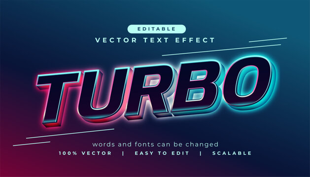 futuristic 3d editable text effect turbo font mockup design
