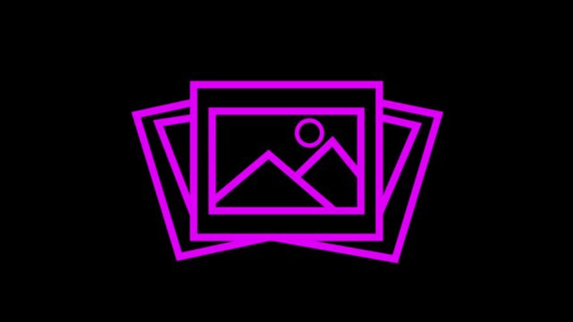 Gallery outline icon animation footage/video. Hand drawn like symbol animated with motion graphic  4K video