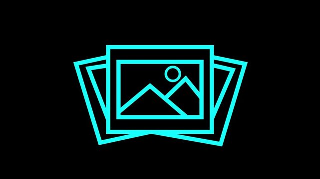 Gallery outline icon animation footage/video. Hand drawn like symbol animated with motion graphic  4K video