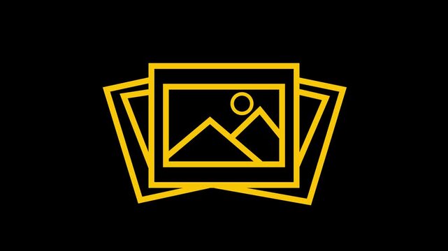 Gallery outline icon animation footage/video. Hand drawn like symbol animated with motion graphic  4K video