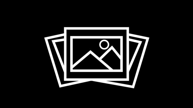 Gallery outline icon animation footage/video. Hand drawn like symbol animated with motion graphic  4K video
