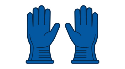 Fototapeta premium Blue protective rubber work gloves vector icon.