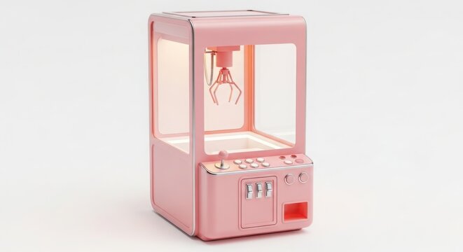 Pink claw machine isolated on white background