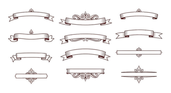 Decorative Ribbons and Banners Collection - Vintage Ornament Set