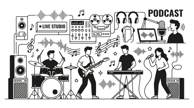 Live Music Band Recording Podcast in Studio