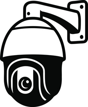 Security dome camera mounted on wall bracket