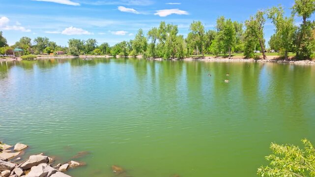 Scenic view of Lake Minnehaha in Holliday Park in Cheyenne Wyoming