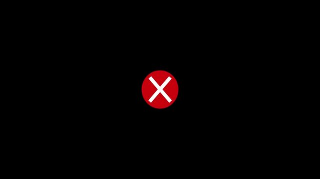 video footage of false ar no with alpha channel.4k animated cross X animation on black background