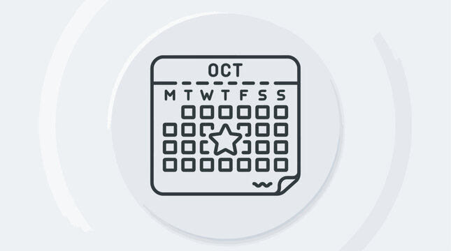 calendar icon illustration features a "star" marked date within a monthly calendar
