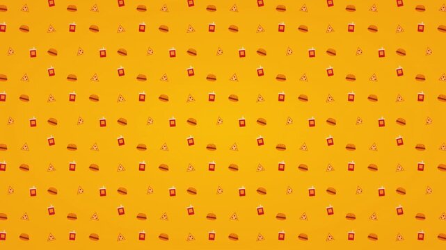Fast Food Burger Pizza Icon Pattern Background
