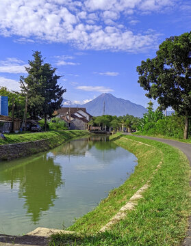the river in the street selokan mataram Yogyakarta indonesia