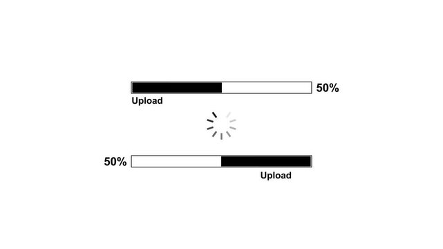 Digital progress bar animation with percentage indicator and buffer icon