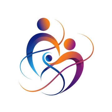 Abstract family icon with colorful people shapes