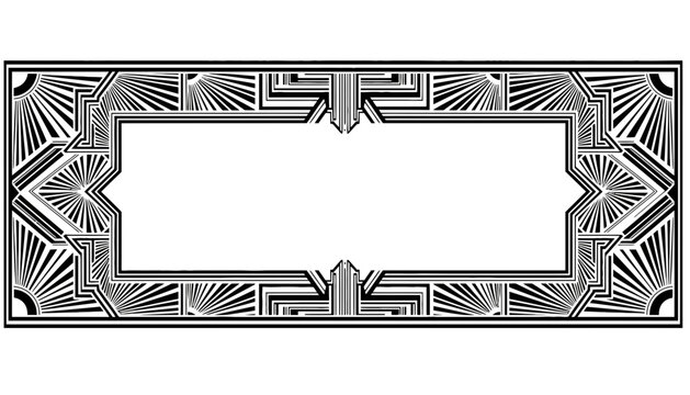 Art deco decorative frame border design template black white