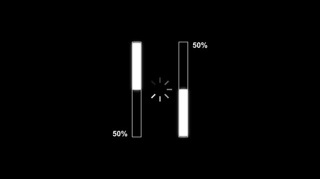 Digital progress bar animation with percentage indicator and buffer icon