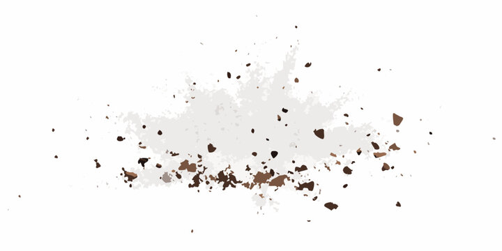 Brown dirt splatter with small rock fragments isolated on a white background soil mud splash