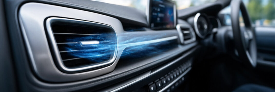 Car air conditioning system blowing cold air from the dashboard vent