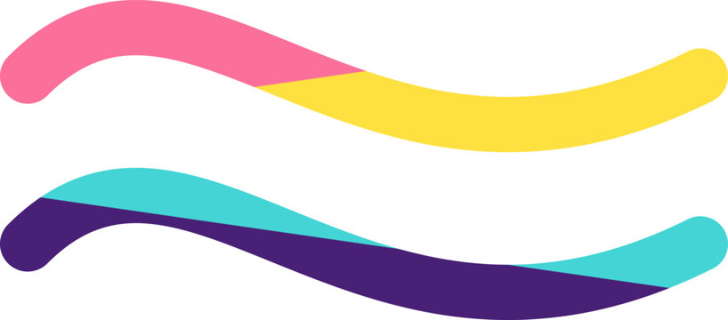 Vibrant pink yellow purple and turquoise fluid cyber data waves set on white background illustration