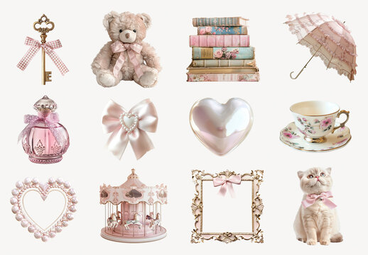 Vintage Charm With Pastel Elegance Element Design Set