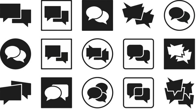 Abstract collection of fifteen dark charcoal organic shapes vector illustration design