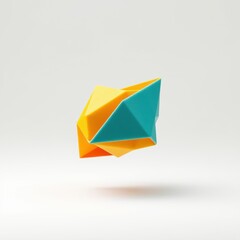 Obraz premium Abstract origami sculpture, vibrant colors, geometric form. Minimalist studio shot, soft shadow, clean background. Modern design element.