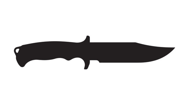Hunting Knife Silhouette On A White Background