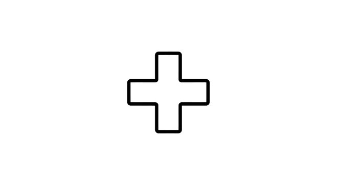 Simple black outline plus sign symbol on white background