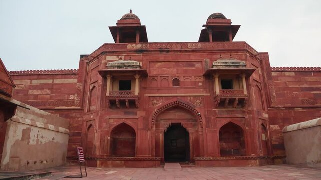 Historic Red Sandstone Palace Architecture at Fatehpur Sikri Uttar Pradesh India