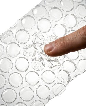 Close-up diagonal shot of a transparent bubble wrap sheet