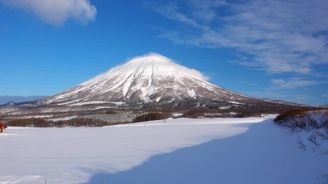 羊蹄山と雪原