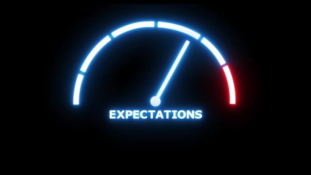 Expectations measuring device with arrow and scale.4k animation video.