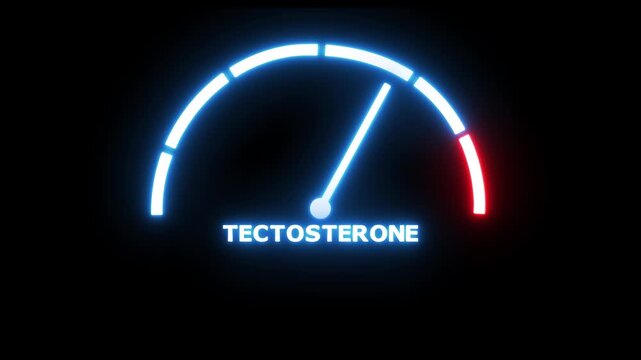 Hormone testosterone level measuring scale. Health care concept.4k animation video.