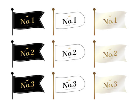 Simple monochrome ranking flag icons with various shapes