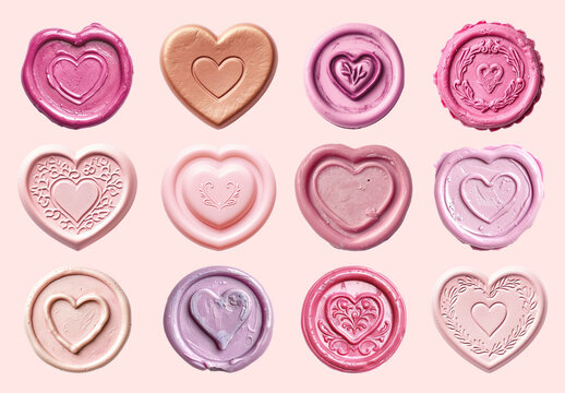 Colorful Heart Wax Seals Element Design Collection