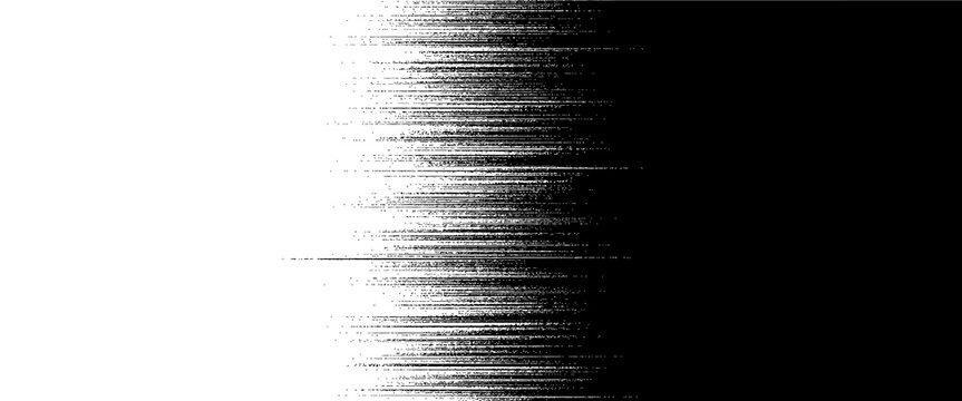 Vector black and white halftone gradient banner, texture template made of lines, grunge graphic backdrop, texture vector background template.