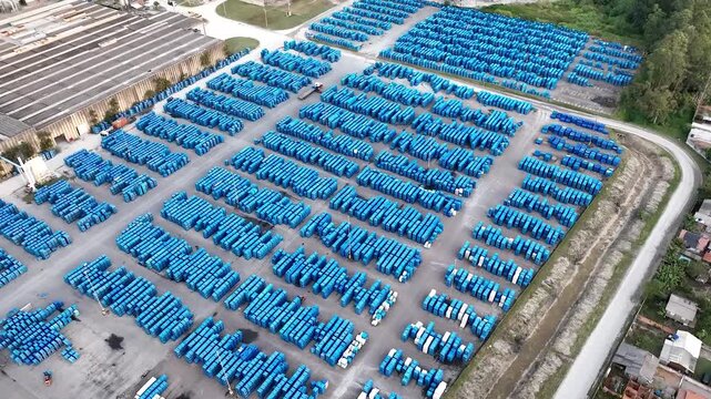 Industrial Data center in Santa Catarina, Brazil. Aerial view. Production of porcelain tiles and large format porcelain slabs.