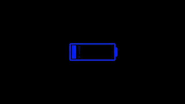 Glowing neon showing a low battery icon and a tired person appearing in the foreground, suggesting a concept of burnout and fatigue in medical professionals HD video animation.on a black backgraund.