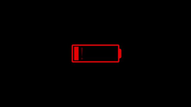 Glowing neon showing a low battery icon and a tired person appearing in the foreground, suggesting a concept of burnout and fatigue in medical professionals HD video animation.on a black backgraund.