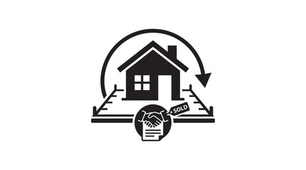 Fototapeta premium House Sale Agreement With Handshake And Circular Arrow Silhouette