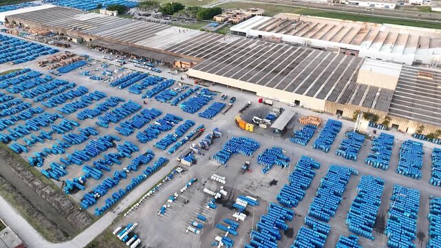 Industrial Data center in Santa Catarina, Brazil. Aerial view. Production of porcelain tiles and large format porcelain slabs.