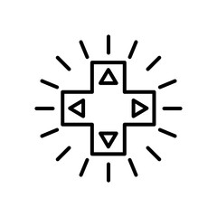Classic directional pad D-pad controller line icon for retro video game navigation.  © srattha