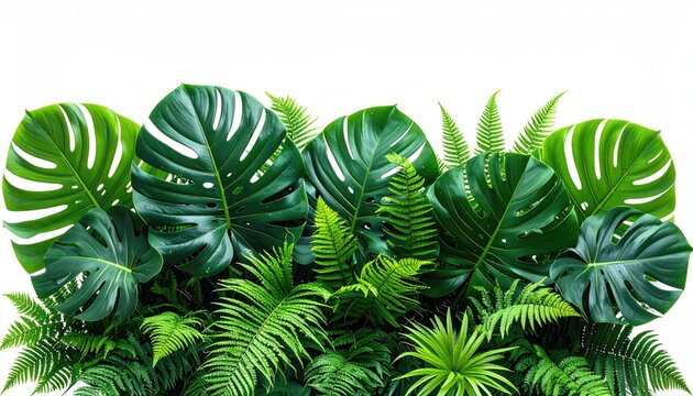Lush Tropical Jungle Foliage Arrangement with Monstera and Ferns.