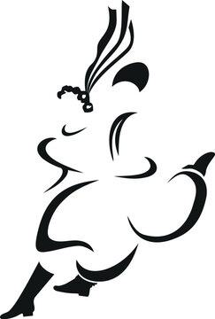 Minimalist vector line art of Ukrainian cossack dancing traditional folk dance