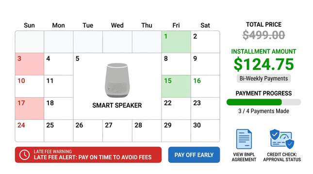 Smart speaker calendar, payment schedule, financial planner, smart home assistant