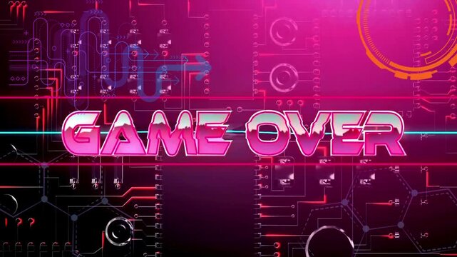 abstract background game over sign with neon lights