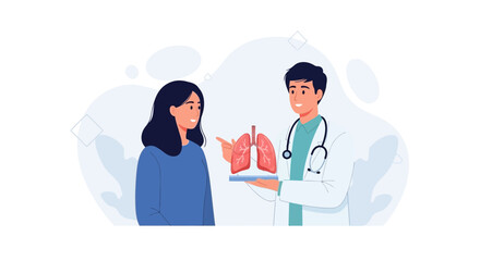 Fototapeta premium Doctor explaining lung anatomy to patient