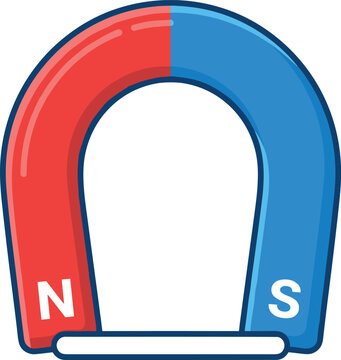 PrintHorseshoe Magnet Vector Icon with Red North and Blue South Poles and Keeper Bar Element for Science Education and Physics Graphic Designs