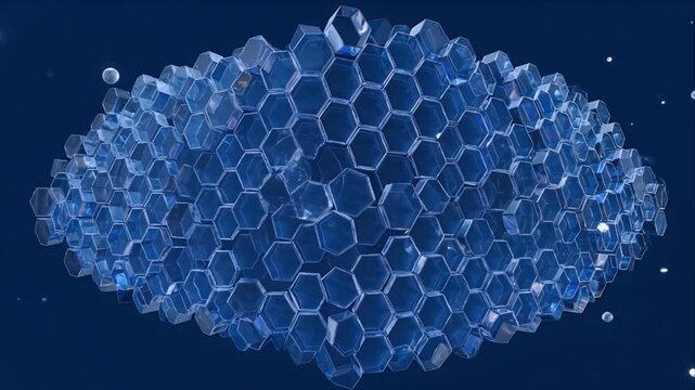 Cybersecurity data protection network firewall encryption technology abstract honeycomb pattern hexagon mesh grid digital shield data privacy defense blue futuristic 3d render secure network